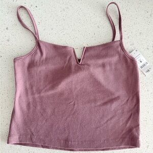 Ardene Dusty Pink Ribbed Crop Top